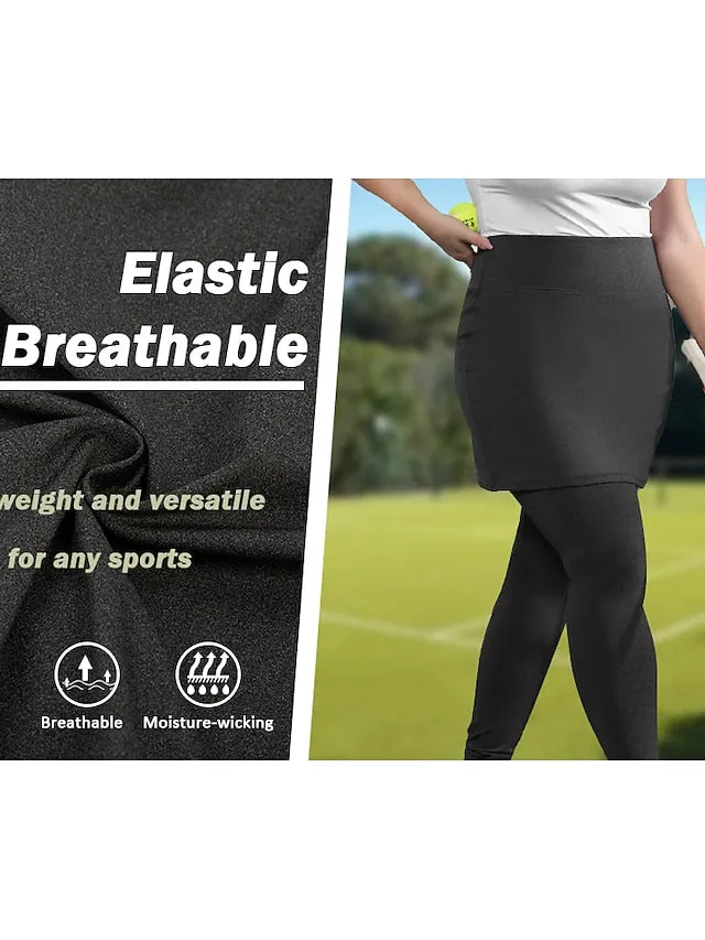 2-in-1 Women's Running Skirt Leggings with Phone Pocket - Athletic Base Layer