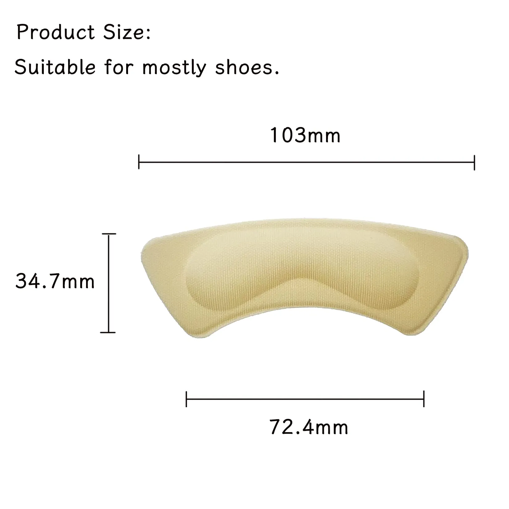 2 Pairs Heel Cushion Inserts, Self-Adhesive Heel Grips Shoe Pads, Anti-Slip Shoe Inserts for Shoes - White