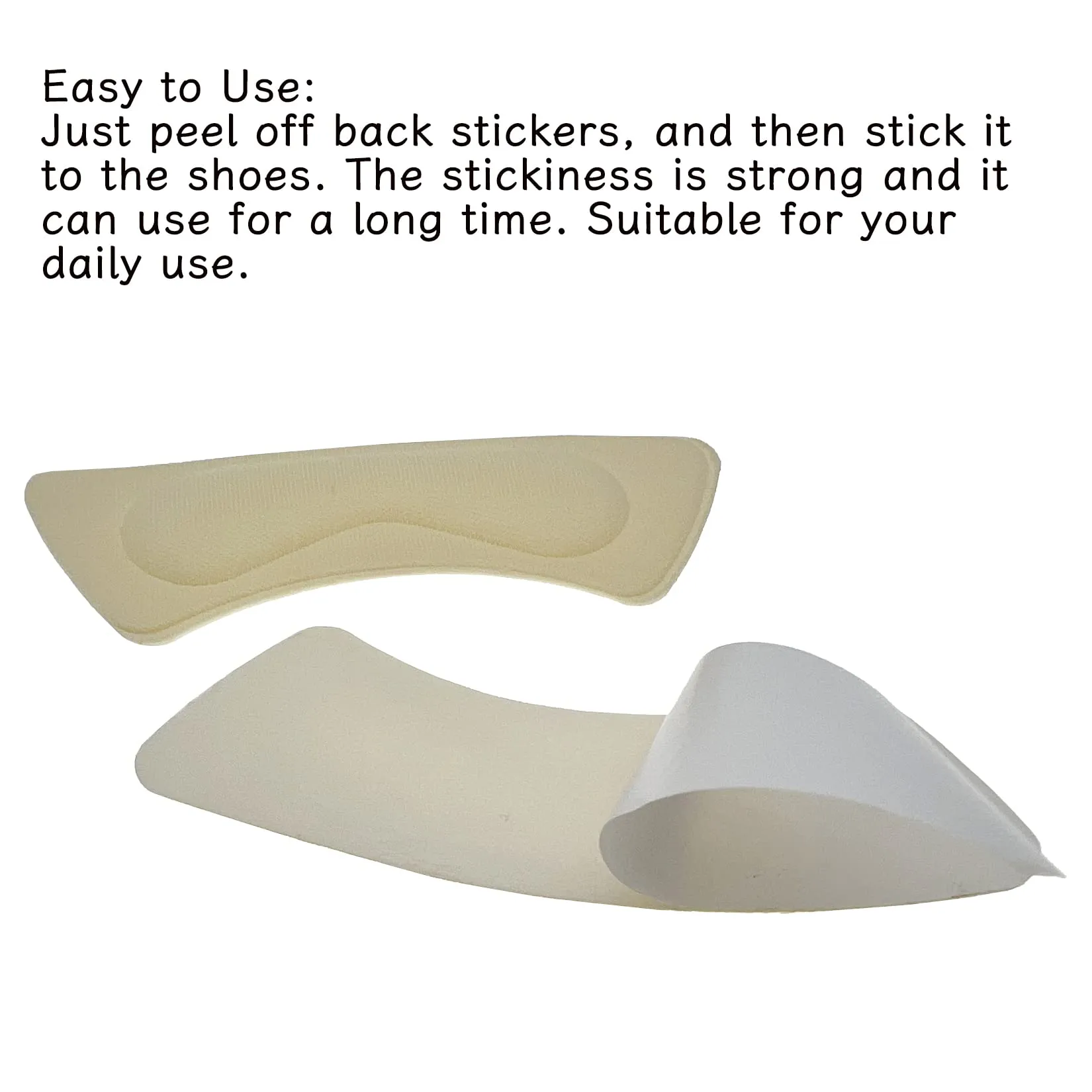 2 Pairs Heel Cushion Inserts, Self-Adhesive Heel Grips Shoe Pads, Anti-Slip Shoe Inserts for Shoes - White