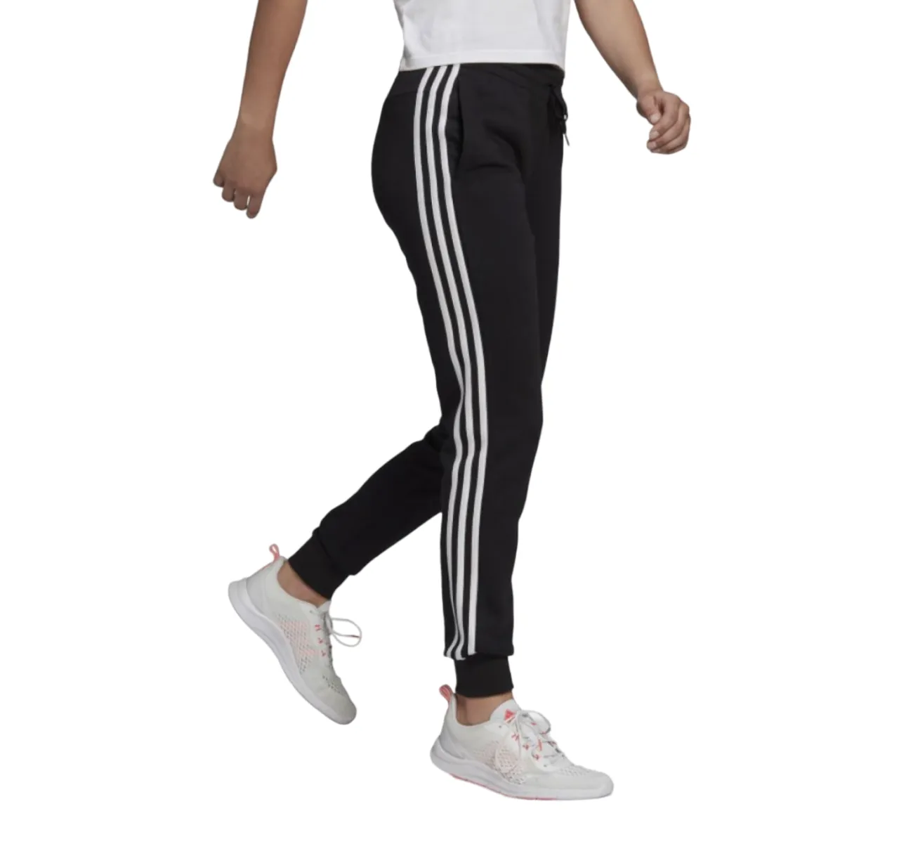 2 x Womens Adidas Essentials French Terry Logo 3-Stripes Black/ White Pants