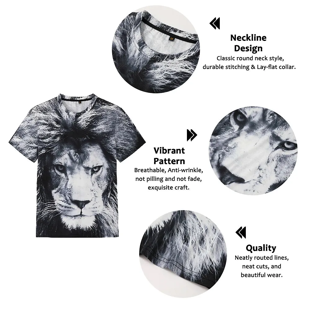 3D Lion King Graphic Tee - Versatile Summer Cotton Shirt