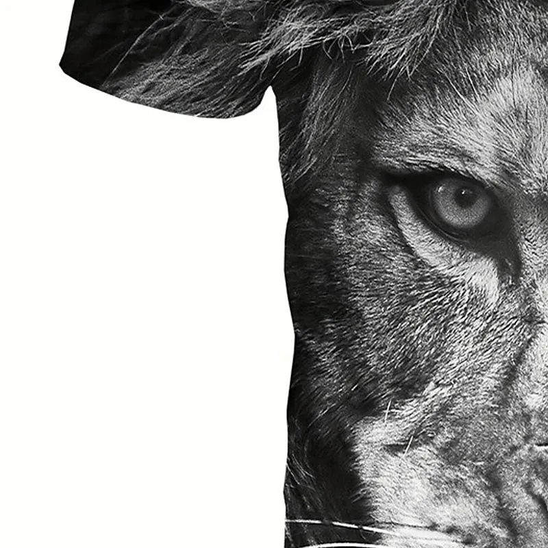 3D Lion King Graphic Tee - Versatile Summer Cotton Shirt