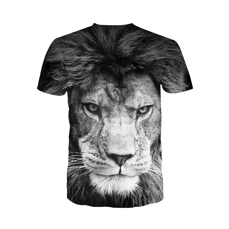 3D Lion King Graphic Tee - Versatile Summer Cotton Shirt