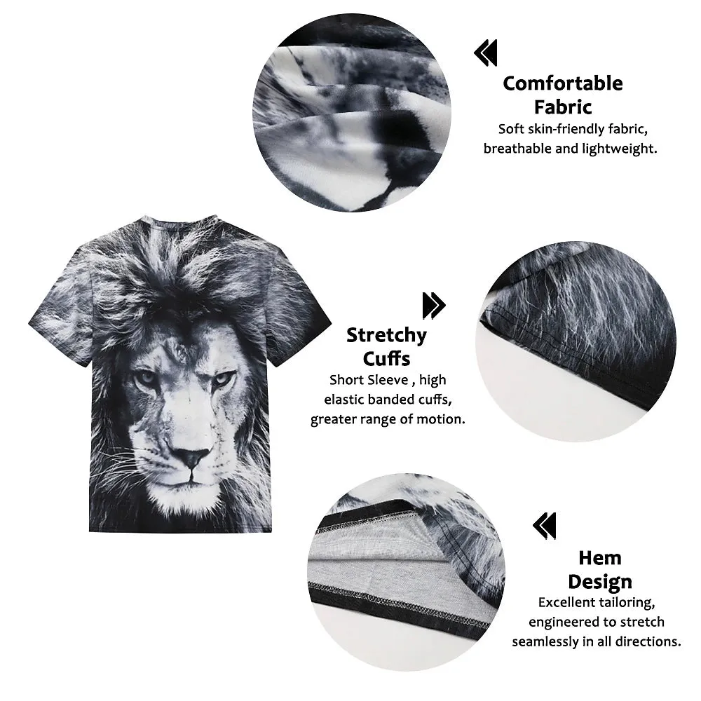 3D Lion King Graphic Tee - Versatile Summer Cotton Shirt