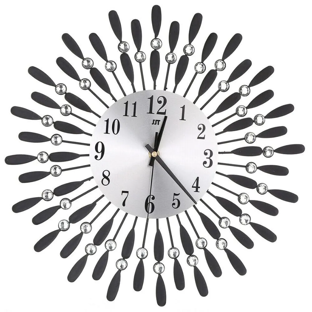 3D Silent Drop Shape Metal Wall Clock with Crystal Wall Decoration