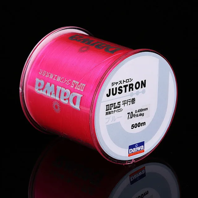 500m Super Strong Daiwa Justron Nylon Fishing Line 2LB - 40LB 7 Colors Japan Monofilament Main Line For Carp & Match Fishing