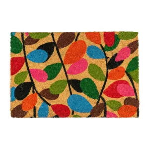 90cm x 60cm Multicoloured Leaves Coir Door Mat - By Nicola Spring