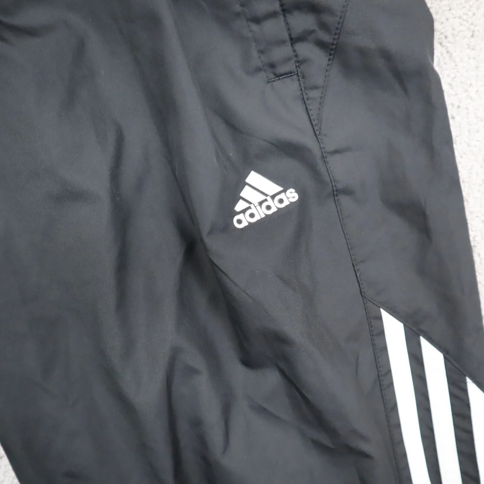 Adidas Men Casual Track Pant Running Jogging Elastic Waist 3 Stripe Black Size S