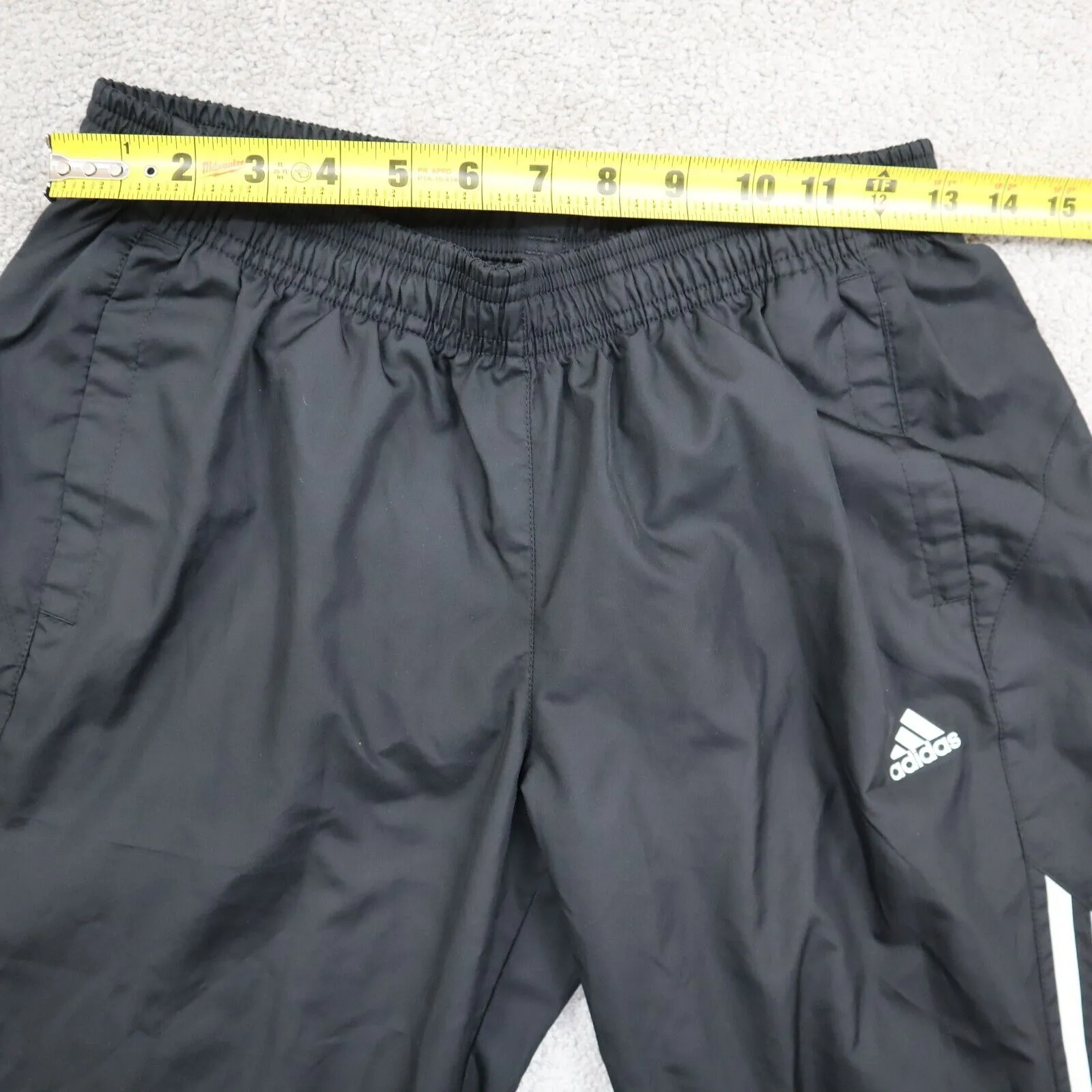 Adidas Men Casual Track Pant Running Jogging Elastic Waist 3 Stripe Black Size S