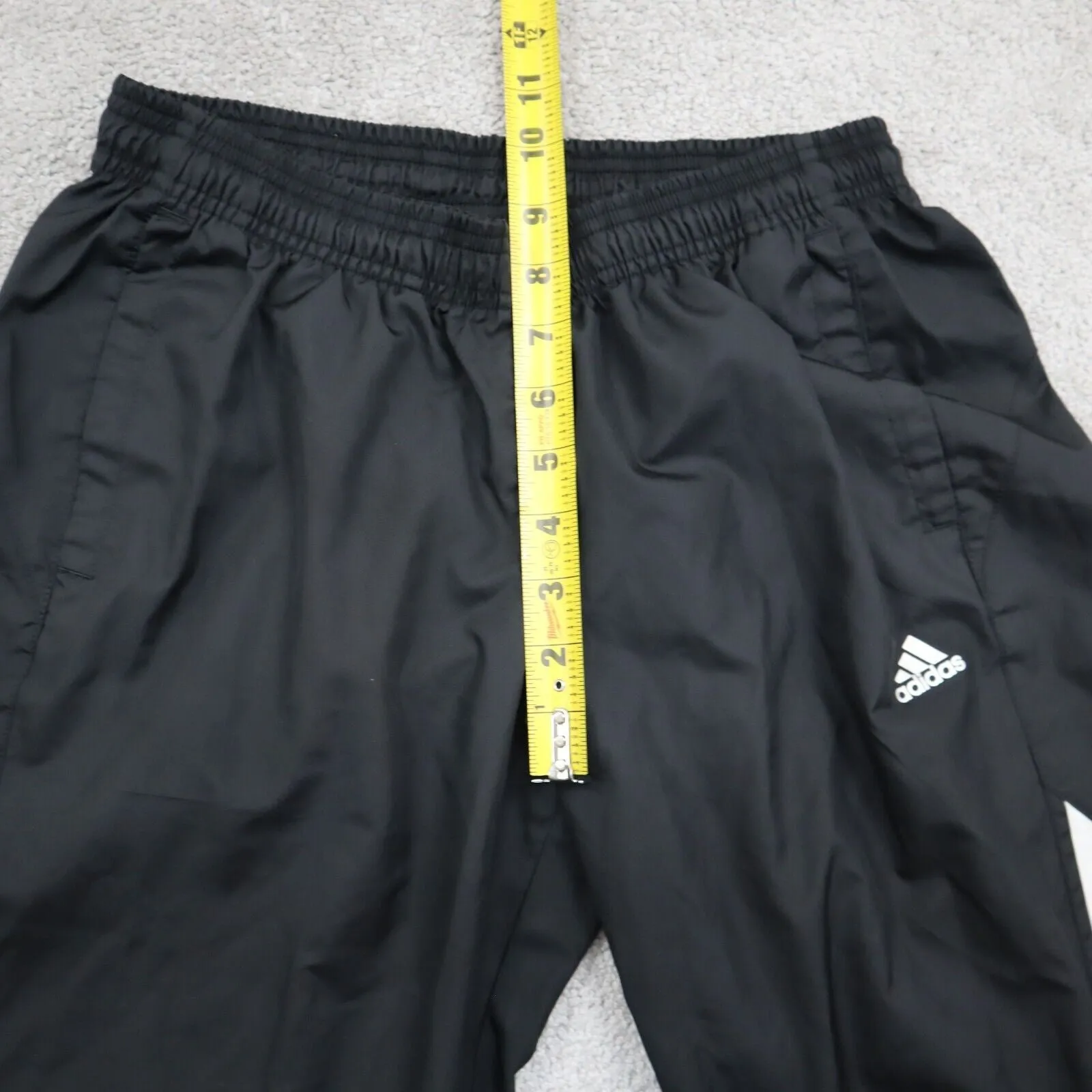 Adidas Men Casual Track Pant Running Jogging Elastic Waist 3 Stripe Black Size S