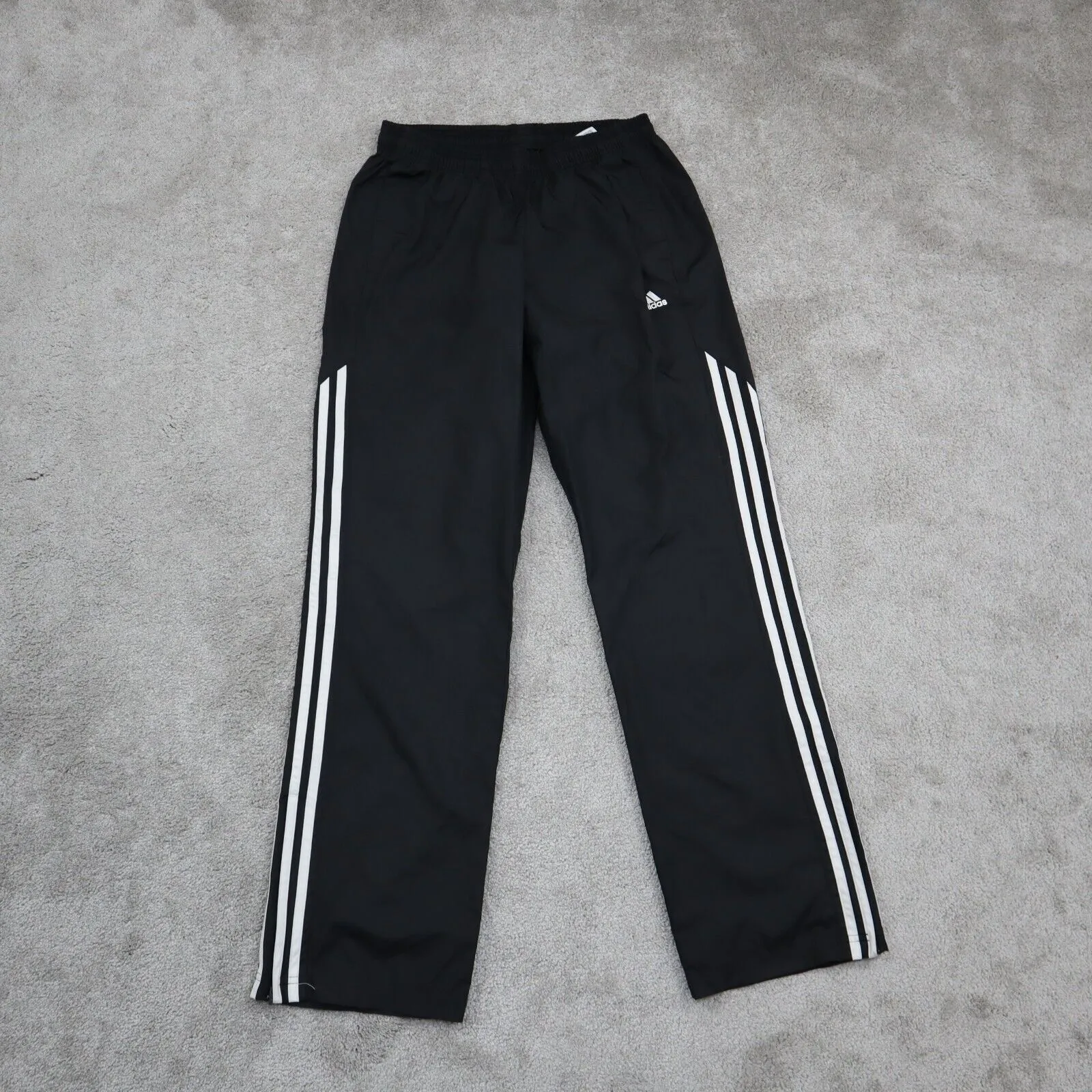 Adidas Men Casual Track Pant Running Jogging Elastic Waist 3 Stripe Black Size S