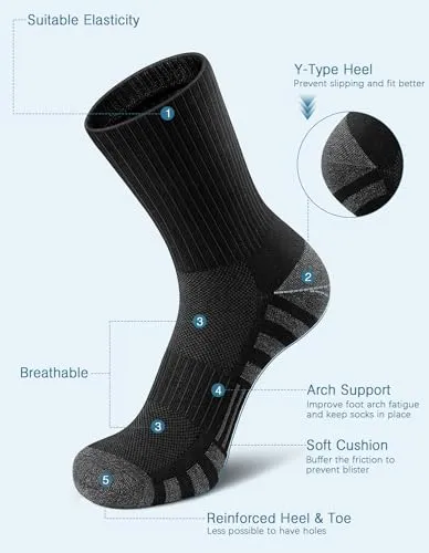 Airacker Athletic Socks Sport Running Calf Socks Performance Cushioned Breathable Crew Socks for Men Women(6 Pairs)