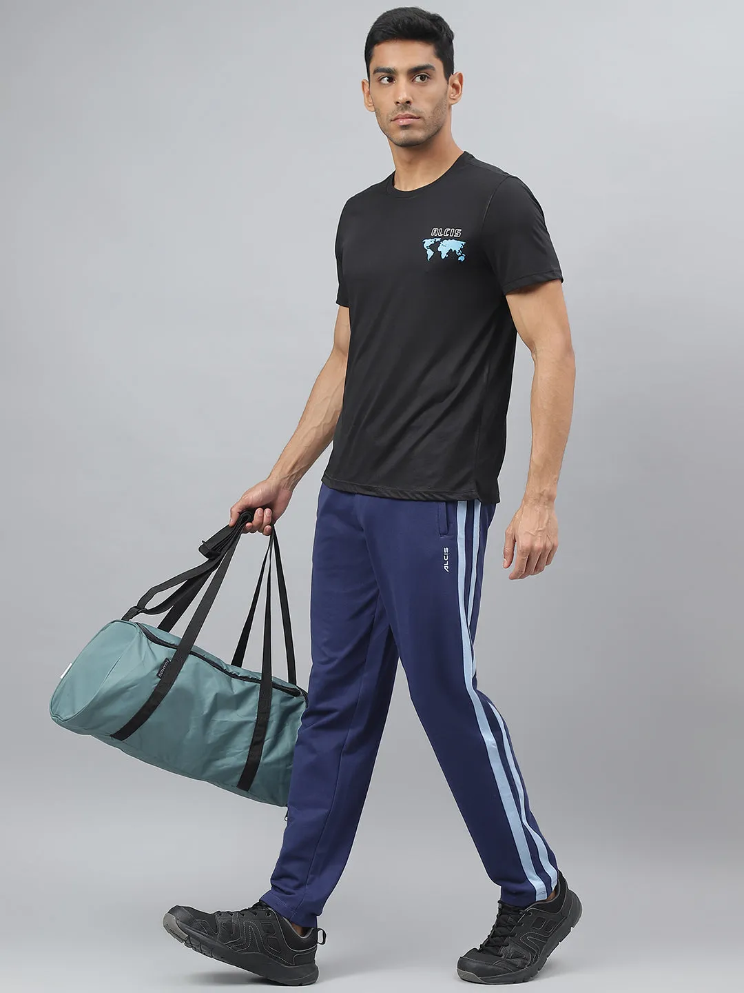 Alcis Men Medieval Blue Anti-Static Slim-Fit Athleisure Track Pants