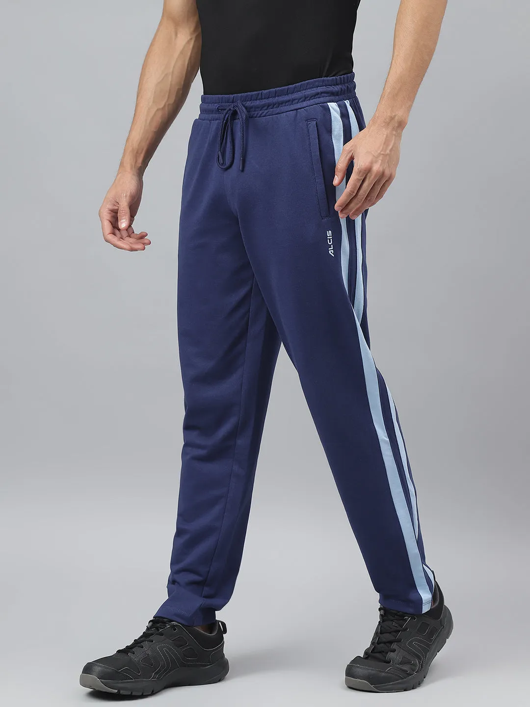 Alcis Men Medieval Blue Anti-Static Slim-Fit Athleisure Track Pants