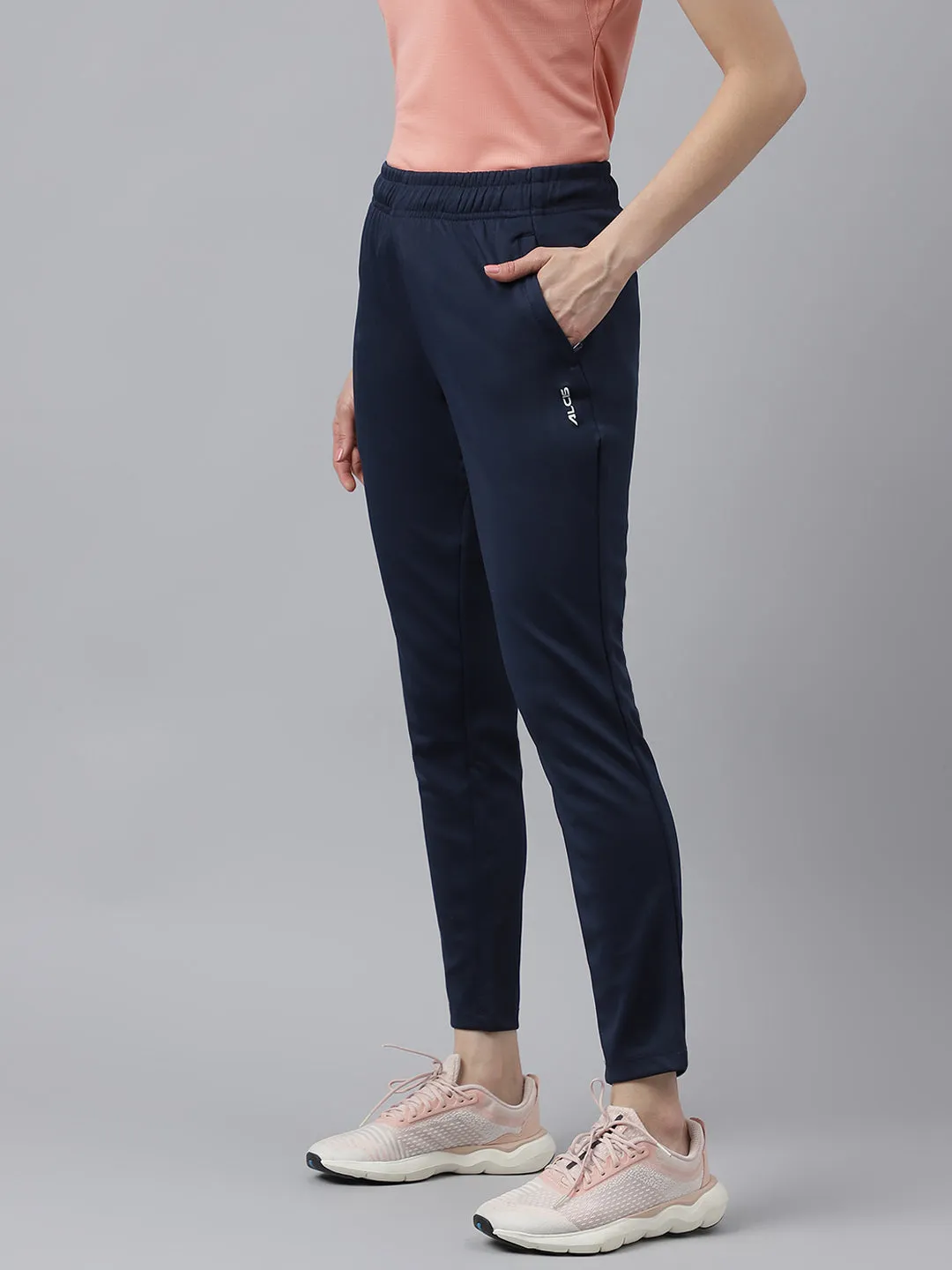 Alcis Women's Navy Anti-Static Drytech  Slim-Fit Training Track Pants