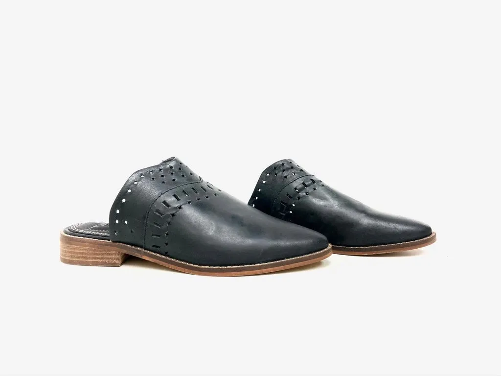 Ali Black Leather Mule