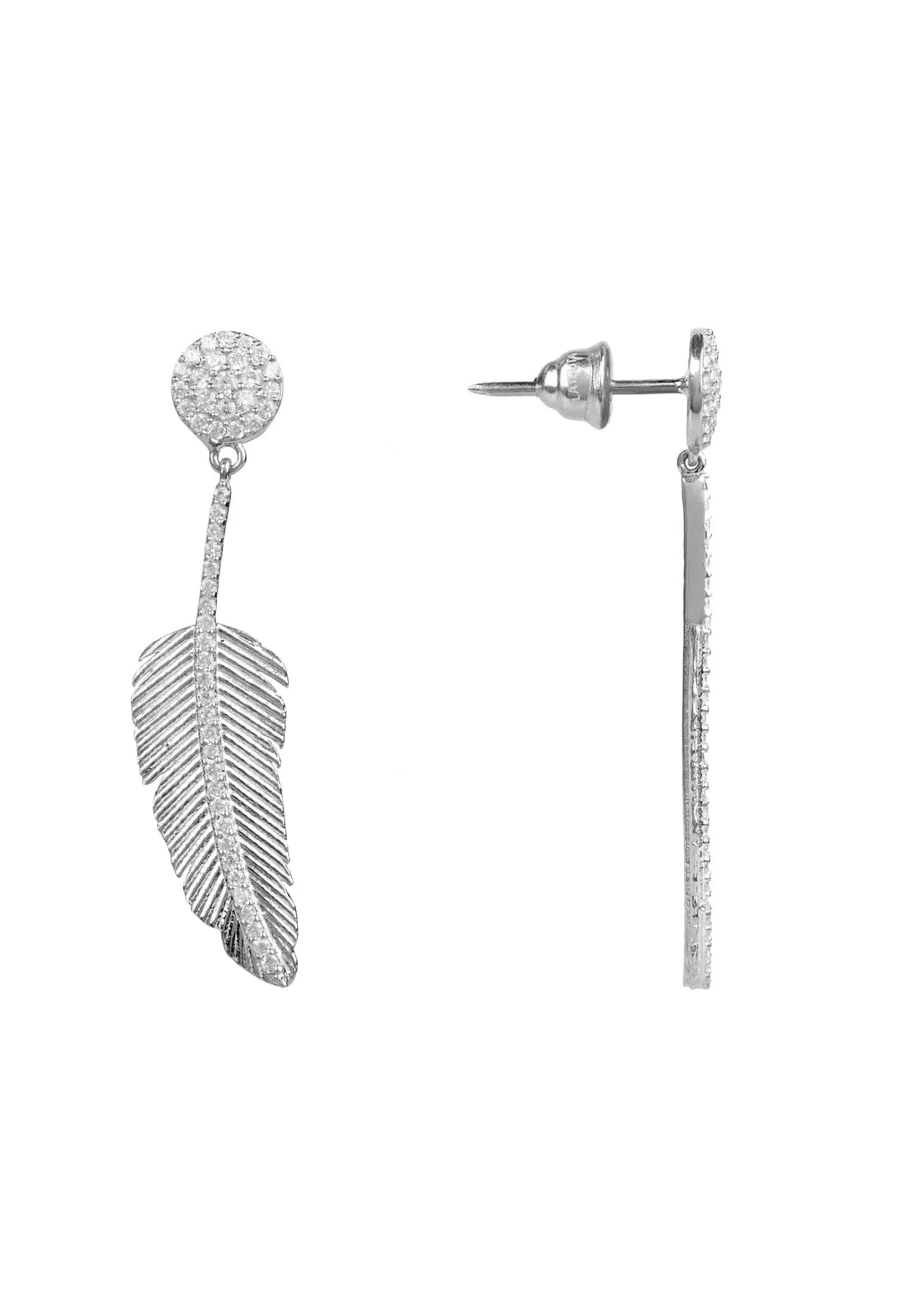 Angelic Feather Drop Earrings Silver