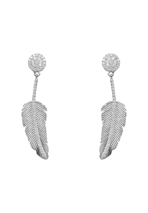 Angelic Feather Drop Earrings Silver