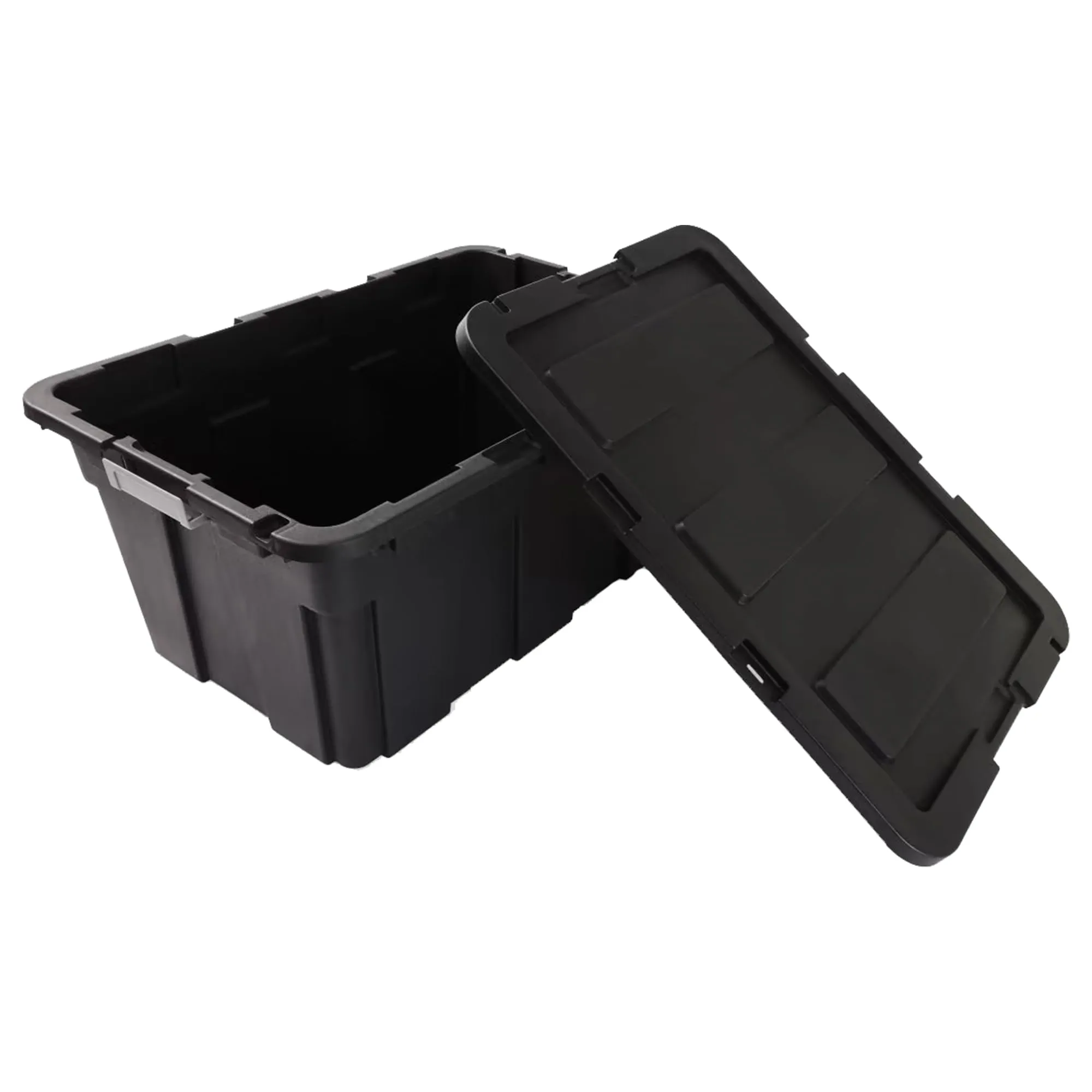 Anko 100L Heavy Duty Storage Container- Set of 2 |Multipurpose Plastic Storage Box with Lid|Leakproof & Dustproof Stackable Storage Organiser |35.5cm (H) x 77.5cm (W) x 53.5cm (D)- Black| Pack of 2