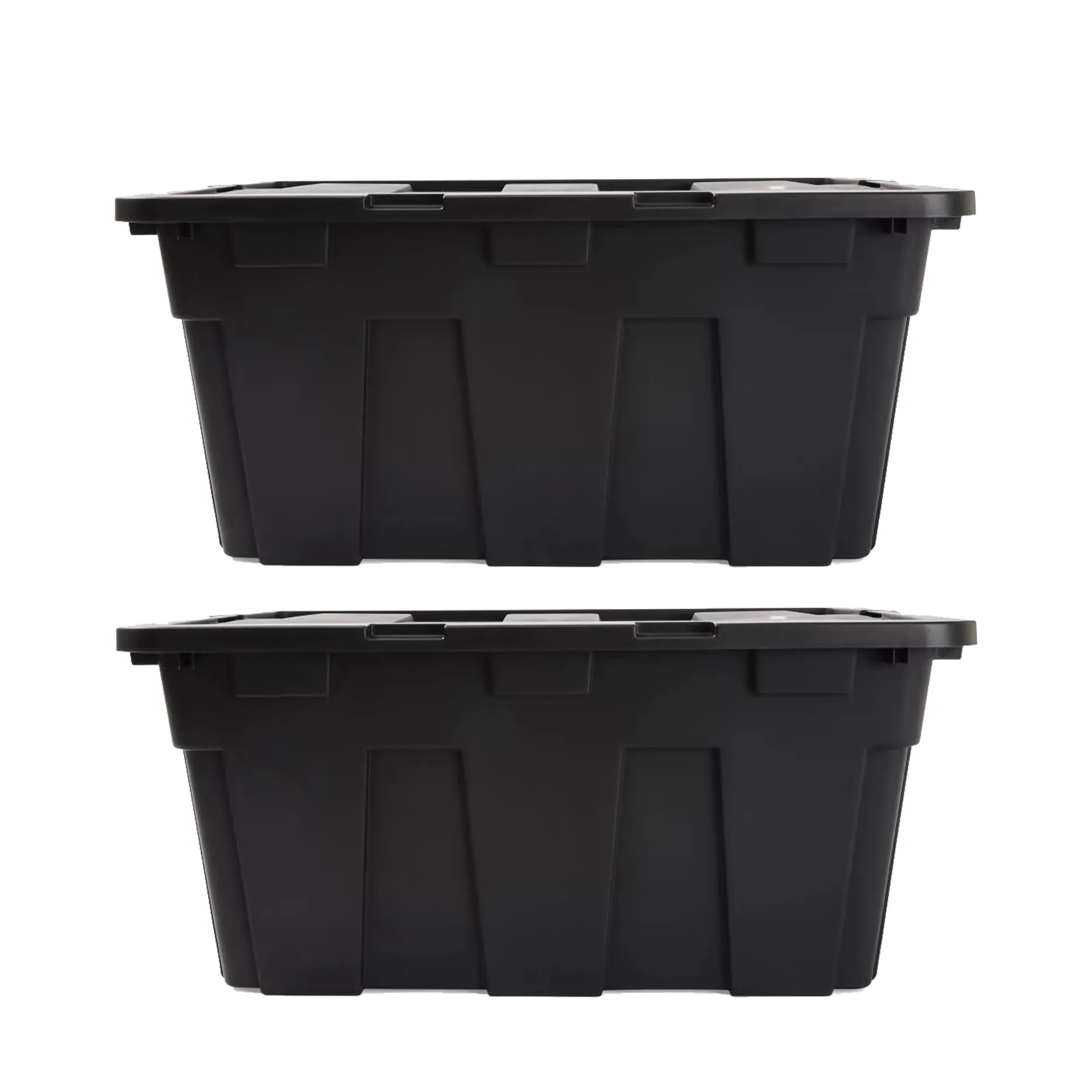 Anko 100L Heavy Duty Storage Container- Set of 2 |Multipurpose Plastic Storage Box with Lid|Leakproof & Dustproof Stackable Storage Organiser |35.5cm (H) x 77.5cm (W) x 53.5cm (D)- Black| Pack of 2