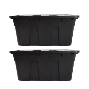 Anko 100L Heavy Duty Storage Container- Set of 2 |Multipurpose Plastic Storage Box with Lid|Leakproof & Dustproof Stackable Storage Organiser |35.5cm (H) x 77.5cm (W) x 53.5cm (D)- Black| Pack of 2