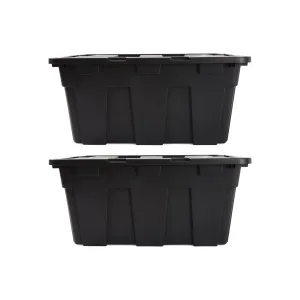 Anko 60L Heavy Duty Storage Container- Set of 2 |Multipurpose Plastic Storage Box with Lid|Leakproof & Dustproof Stackable Storage Organiser |35cm (H) x 63.5cm (W) x 43.5cm (D)- Black| Pack of 2