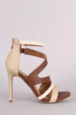 Anne Michelle Strappy Slanted Peep Toe Stiletto Heel