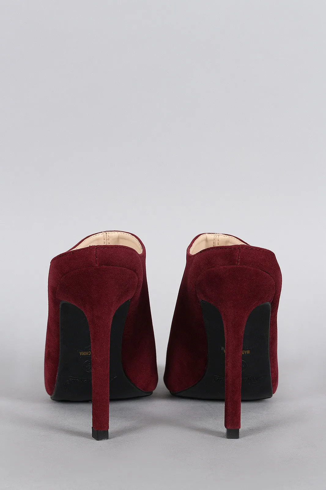 Anne Michelle Suede Pointy Toe Mule Pump