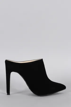 Anne Michelle Suede Pointy Toe Mule Pump