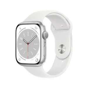 Apple Watch Series 8 GPS 45mm Silver Aluminum Case with White Sport Band - Regular