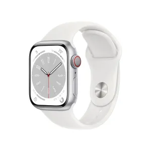 Apple Watch Series 8 GPS   Cellular 41mm Silver Aluminum Case with White Sport Band - Regular