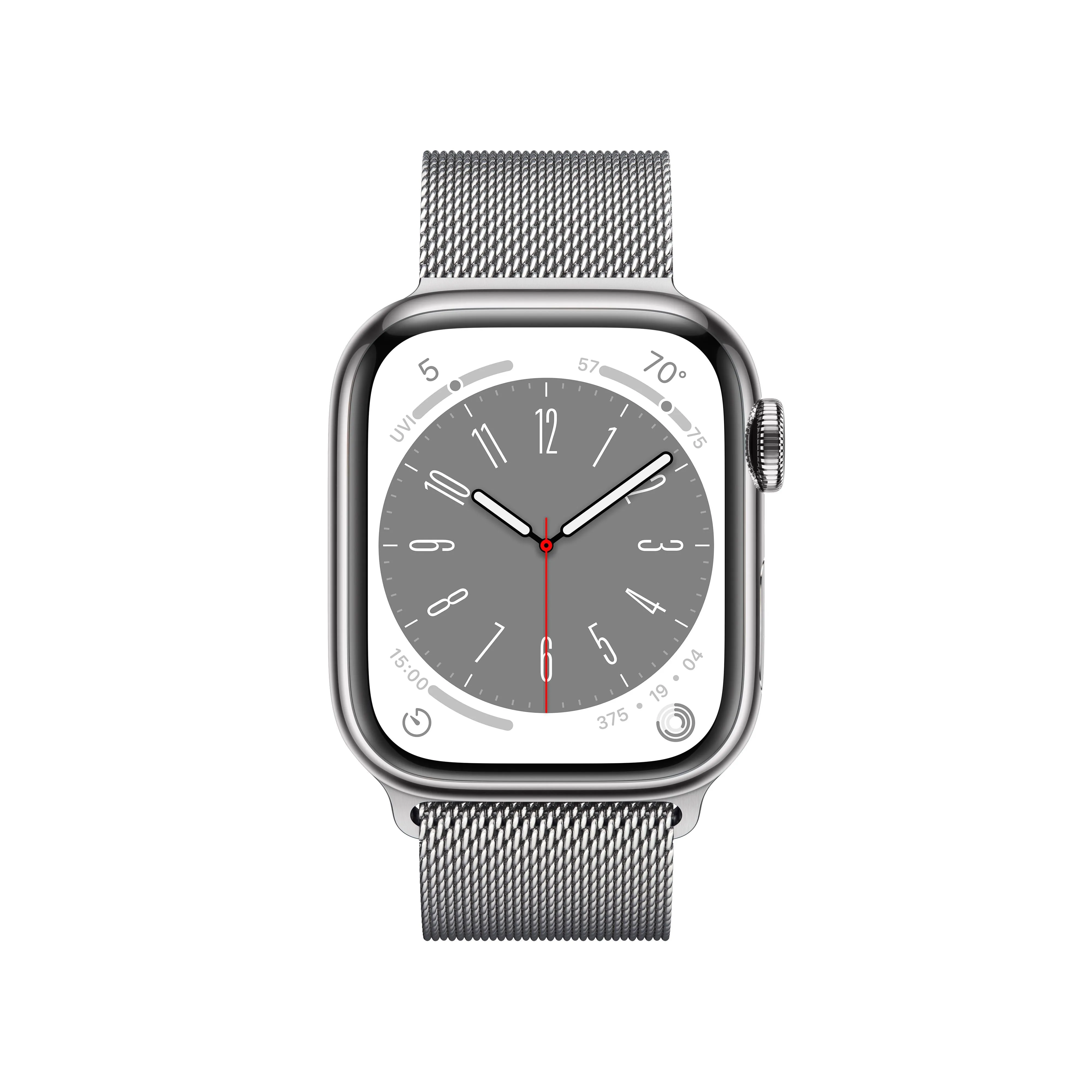 Apple Watch Series 8 GPS   Cellular 41mm Silver Stainless Steel Case with Silver Milanese Loop