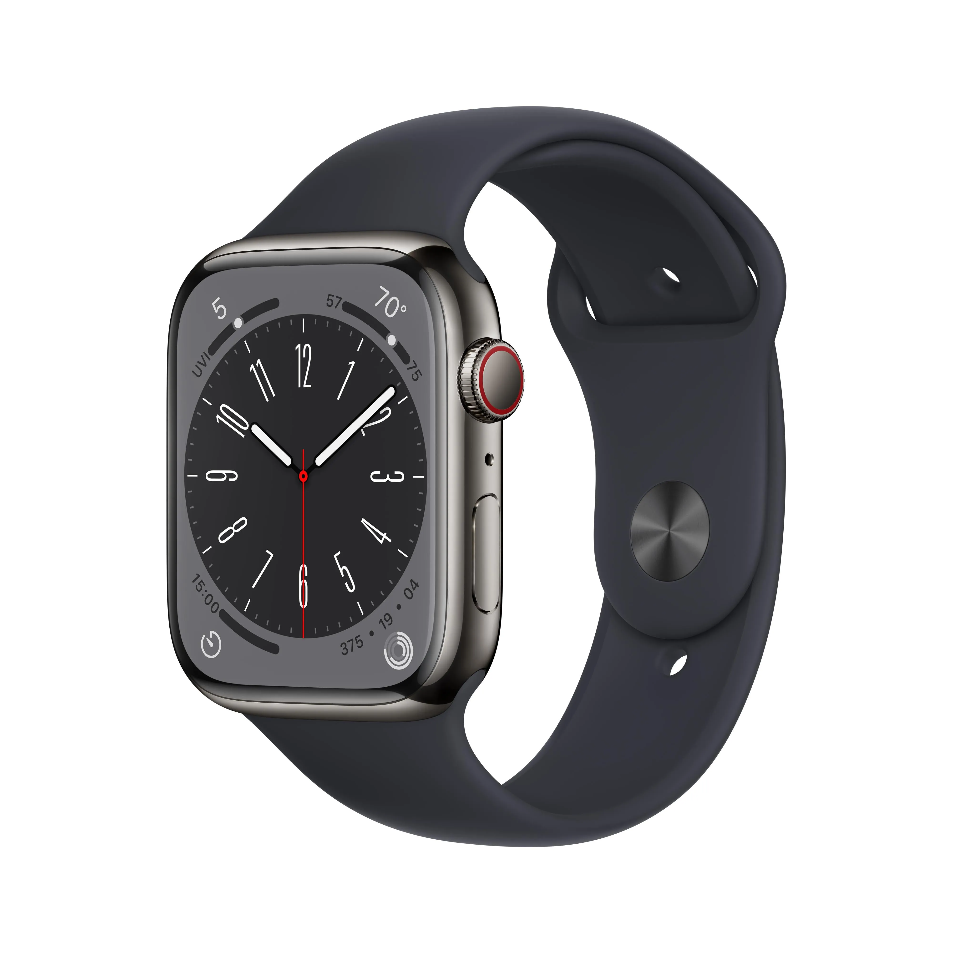 Apple Watch Series 8 GPS   Cellular 45mm Graphite Stainless Steel Case with Midnight Sport Band - Regular