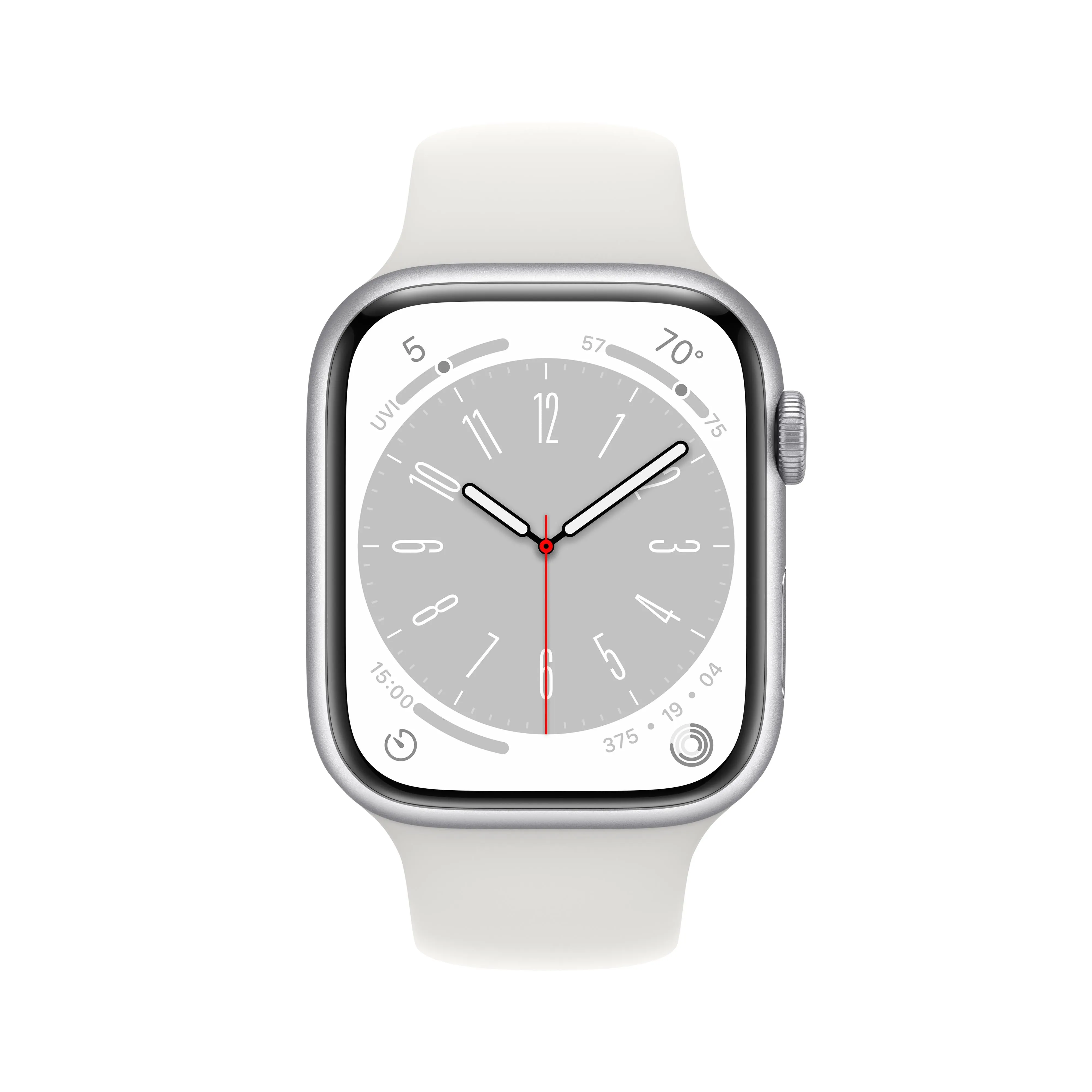 Apple Watch Series 8 GPS   Cellular 45mm Silver Aluminum Case with White Sport Band - Regular