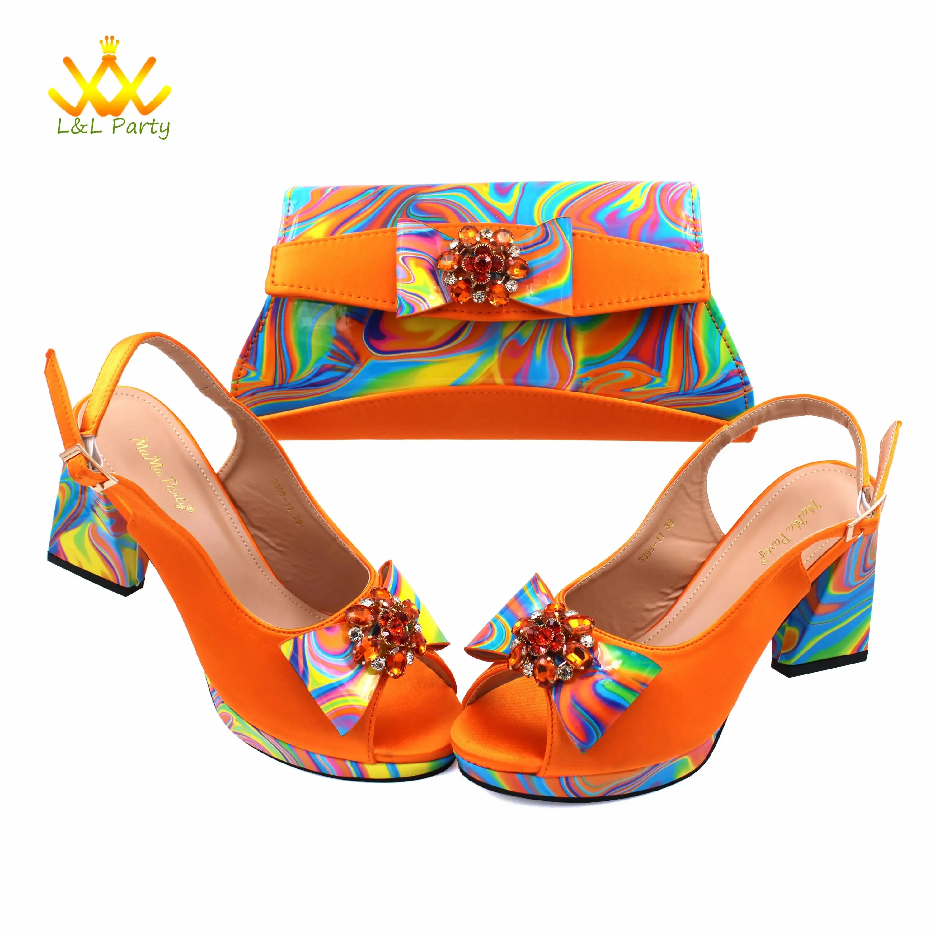 Appliques Specials Italian Design Nigerian Women Shoes Matching Bag Set in Red Color INS Hot Sale Sandals