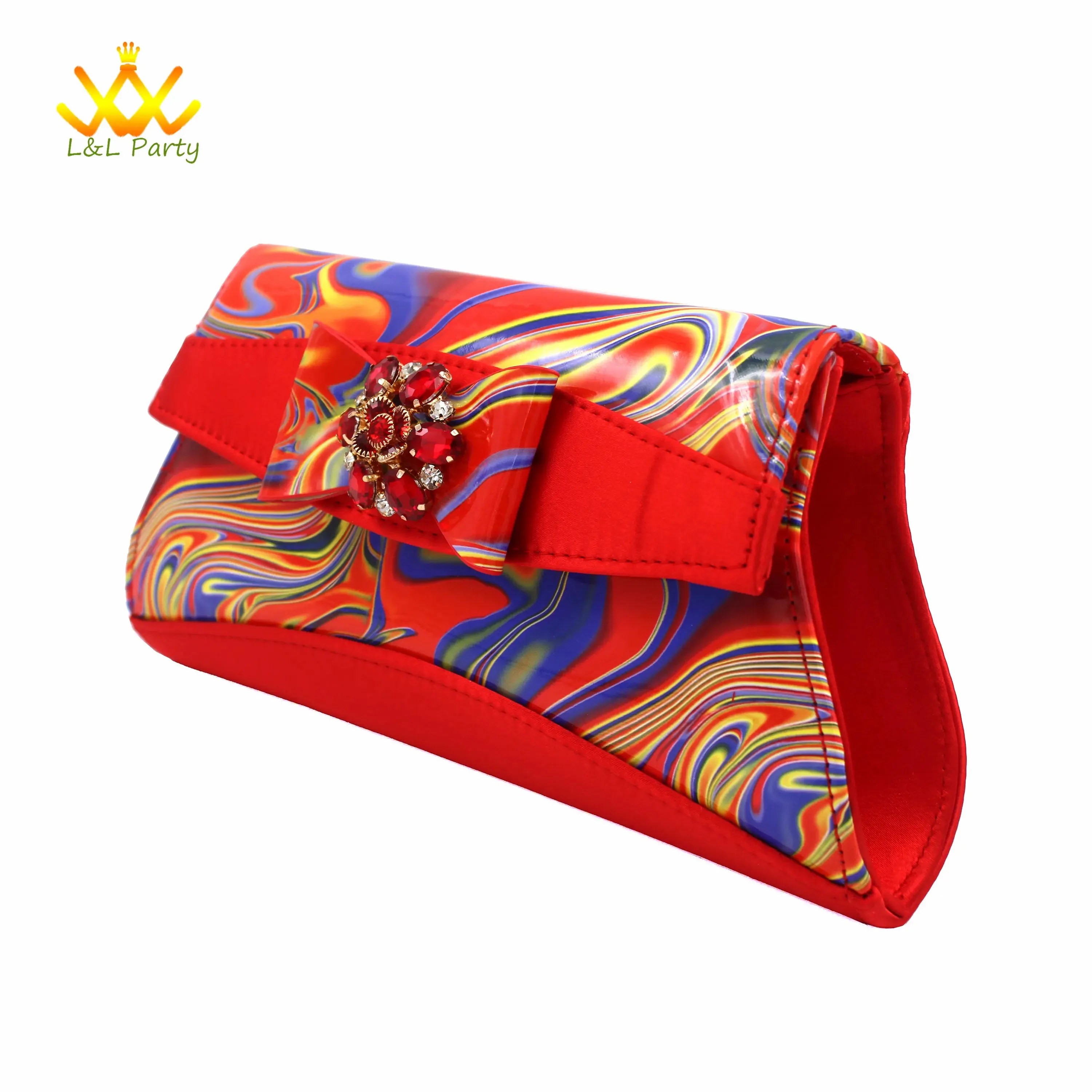 Appliques Specials Italian Design Nigerian Women Shoes Matching Bag Set in Red Color INS Hot Sale Sandals