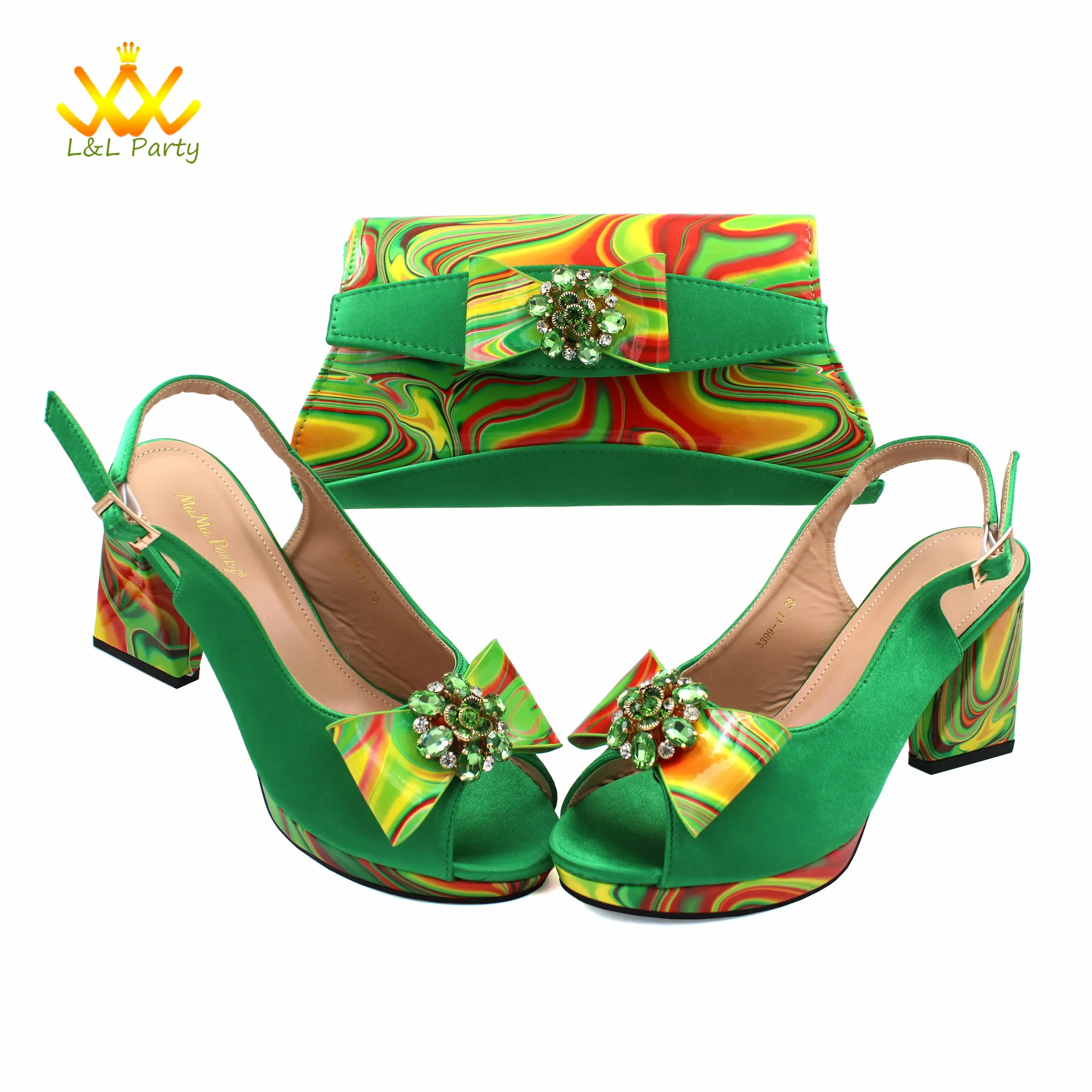 Appliques Specials Italian Design Nigerian Women Shoes Matching Bag Set in Red Color INS Hot Sale Sandals