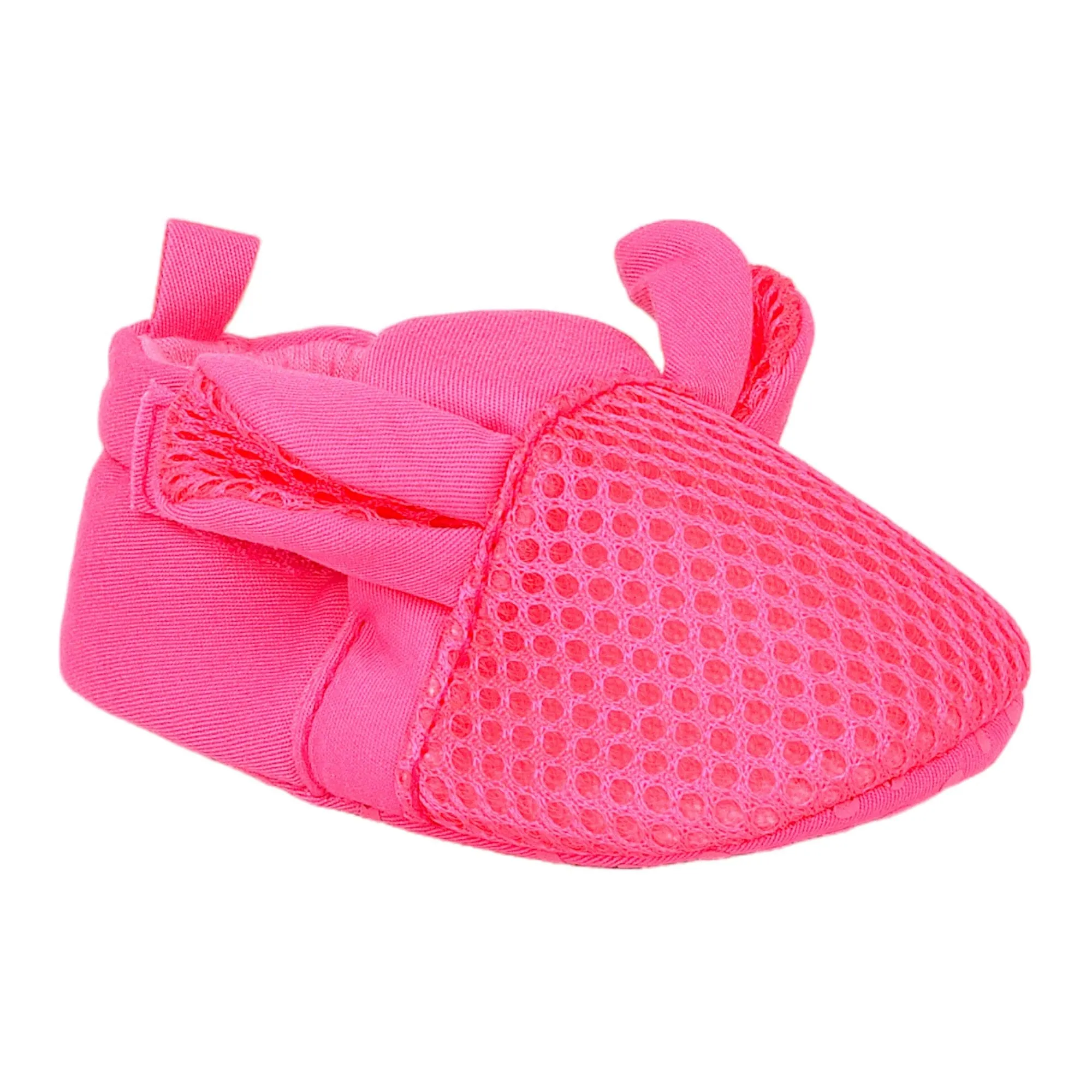 Baby Moo Cute Textured Velcro Straps Anti-Skid Booties - Pink