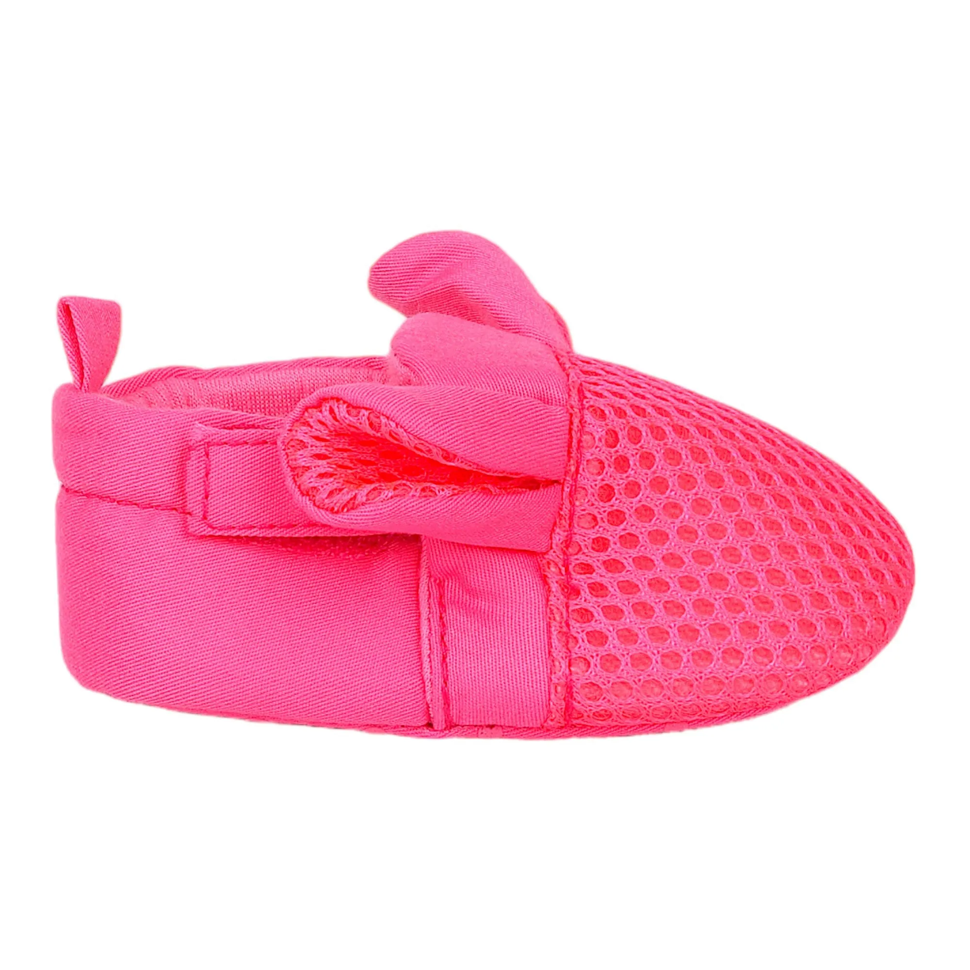 Baby Moo Cute Textured Velcro Straps Anti-Skid Booties - Pink