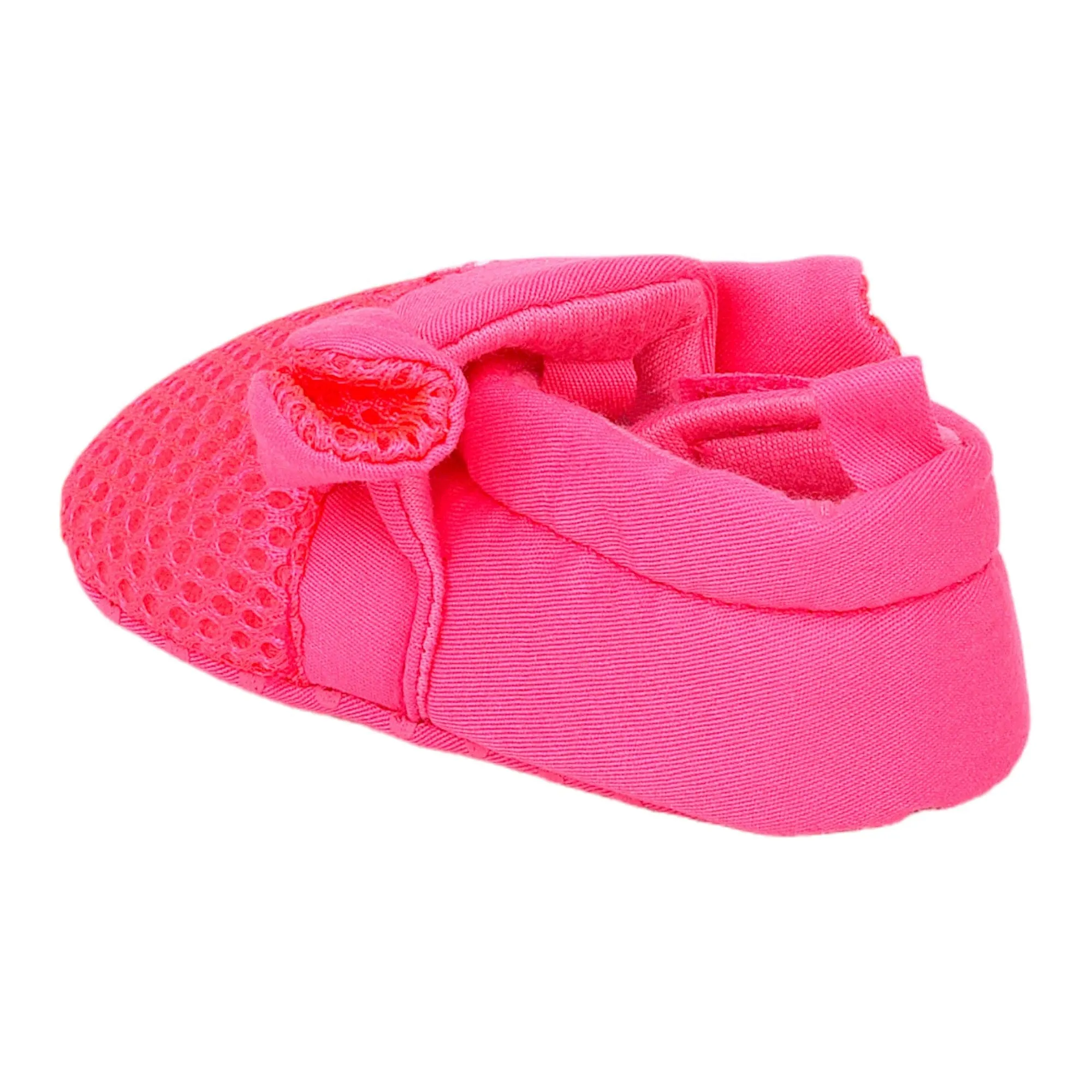 Baby Moo Cute Textured Velcro Straps Anti-Skid Booties - Pink