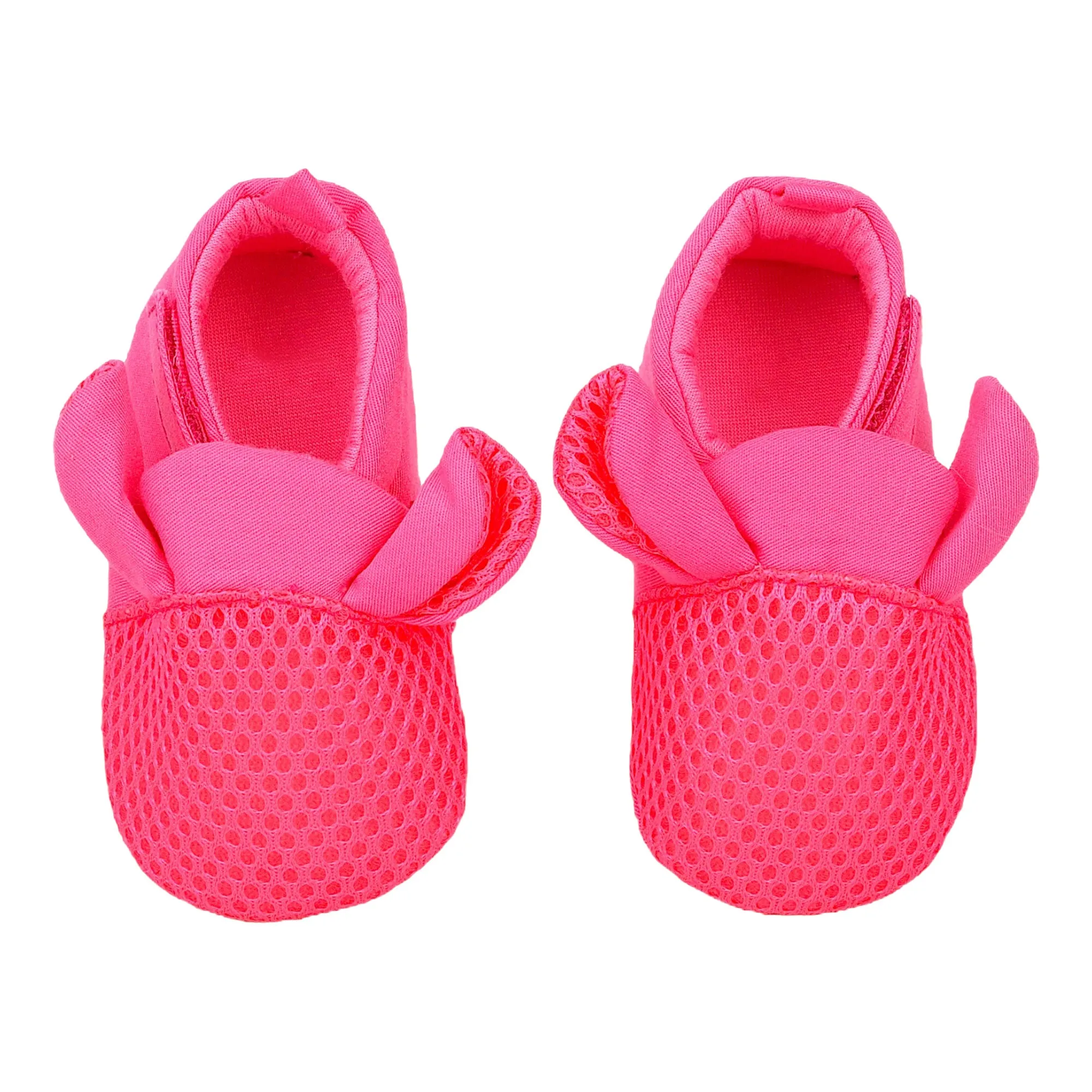 Baby Moo Cute Textured Velcro Straps Anti-Skid Booties - Pink