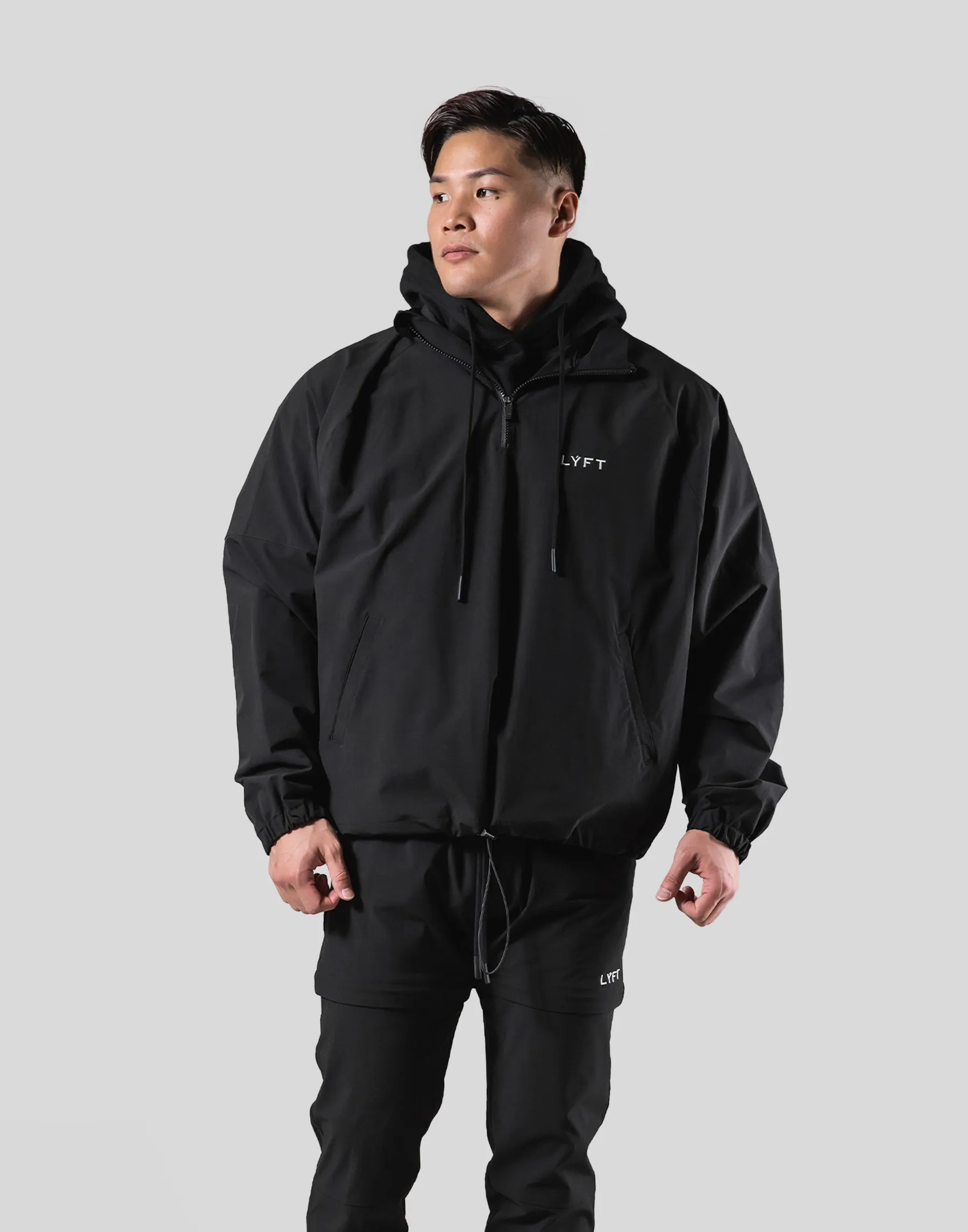 Back Message Half Zip Track Jacket - Black