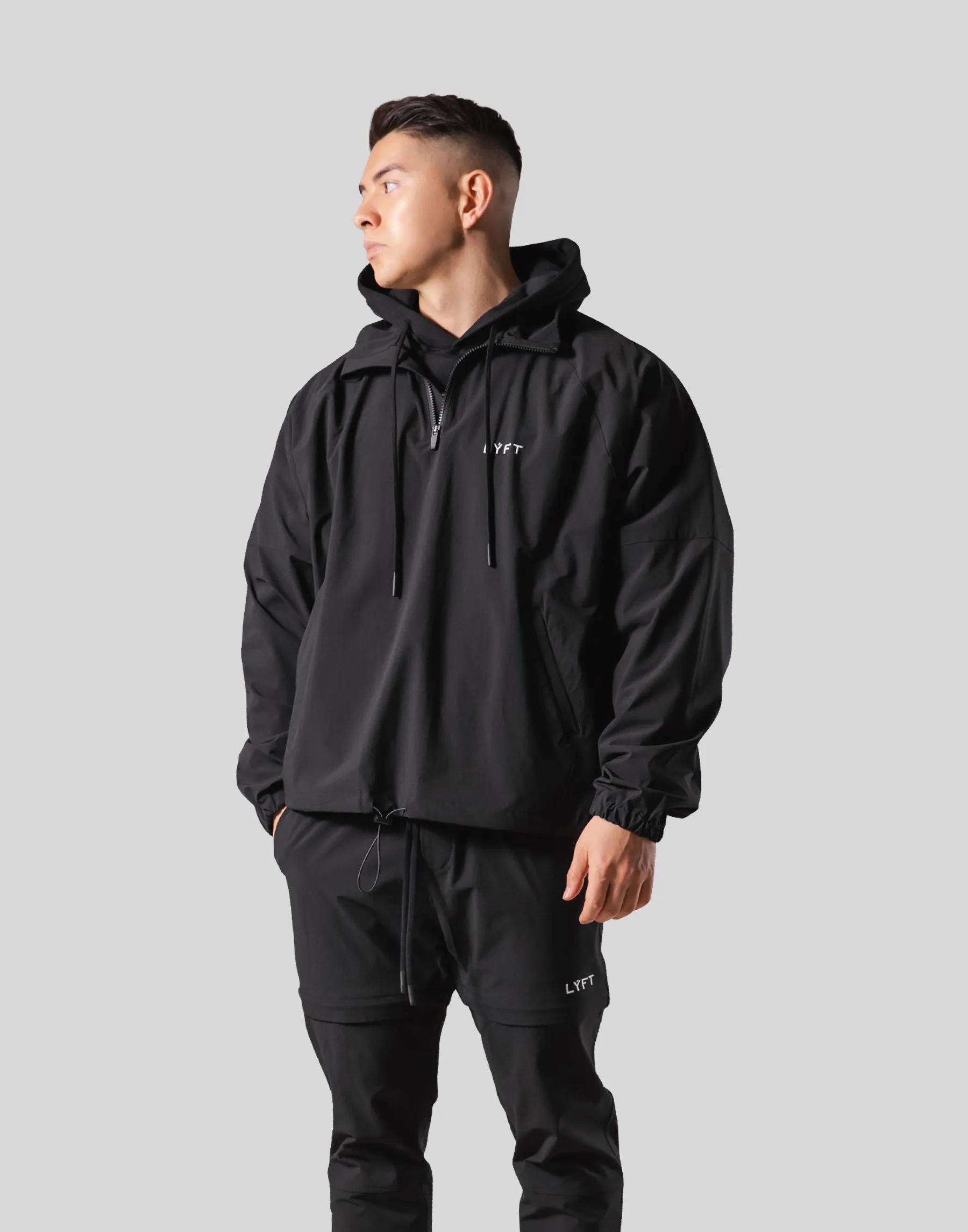 Back Message Half Zip Track Jacket - Black