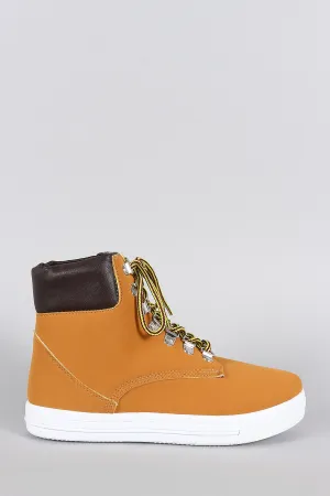 Bamboo High Top Round Toe Lace Up Sneaker