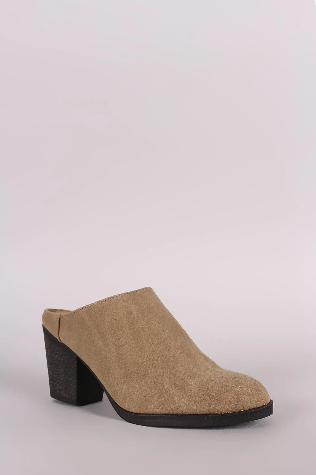 Bamboo Nubuck Chunky Mule Heel