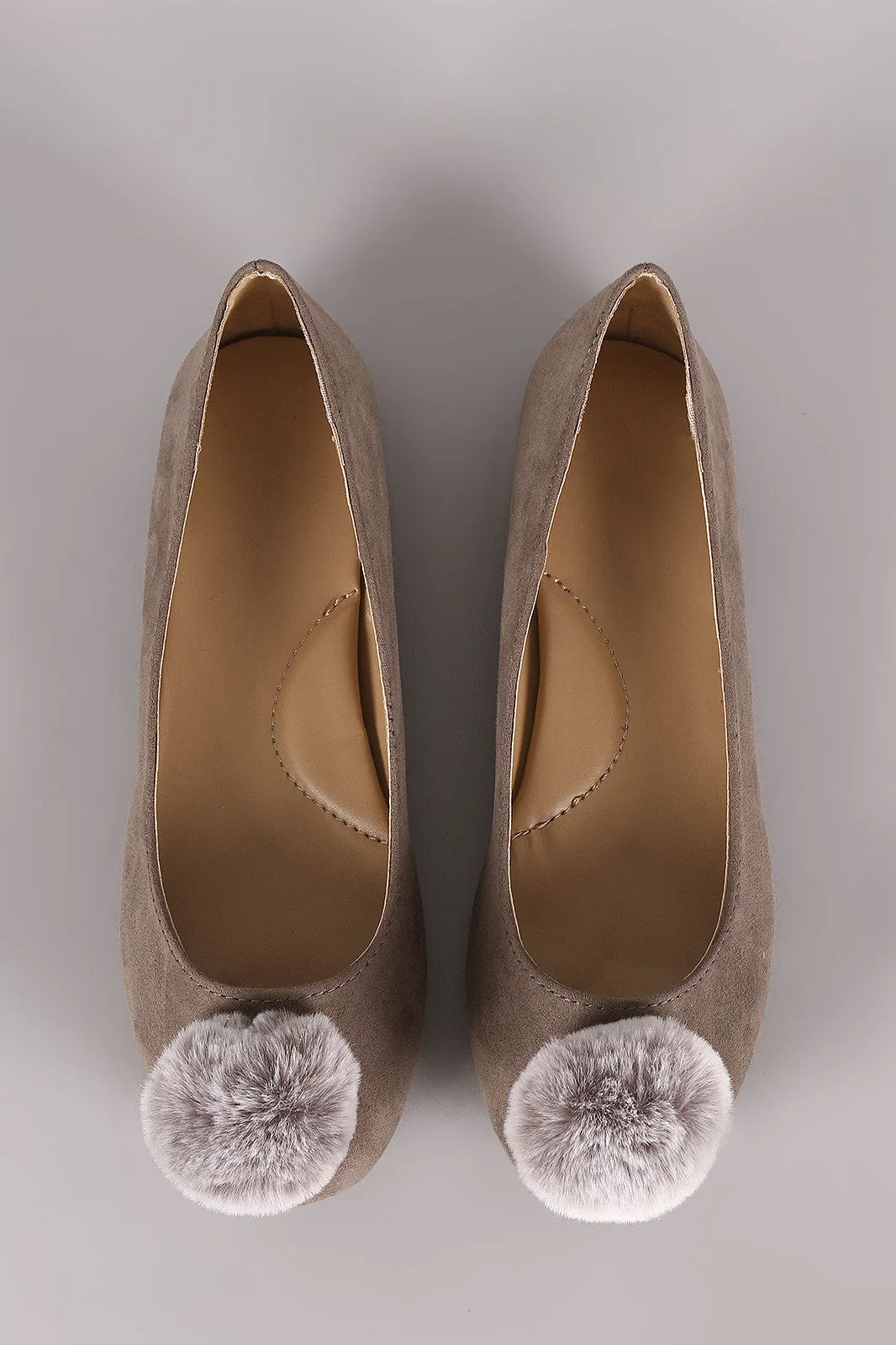 Bamboo Pom Pom Accent Suede Ballet Flat