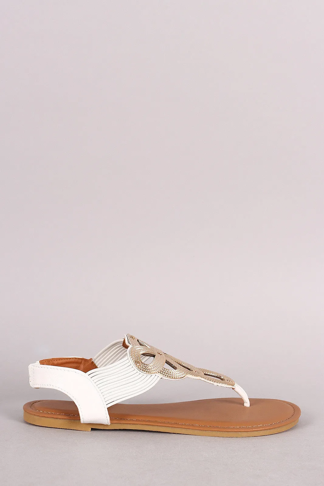 Bamboo Strappy Cutout Thong Flat Sandal