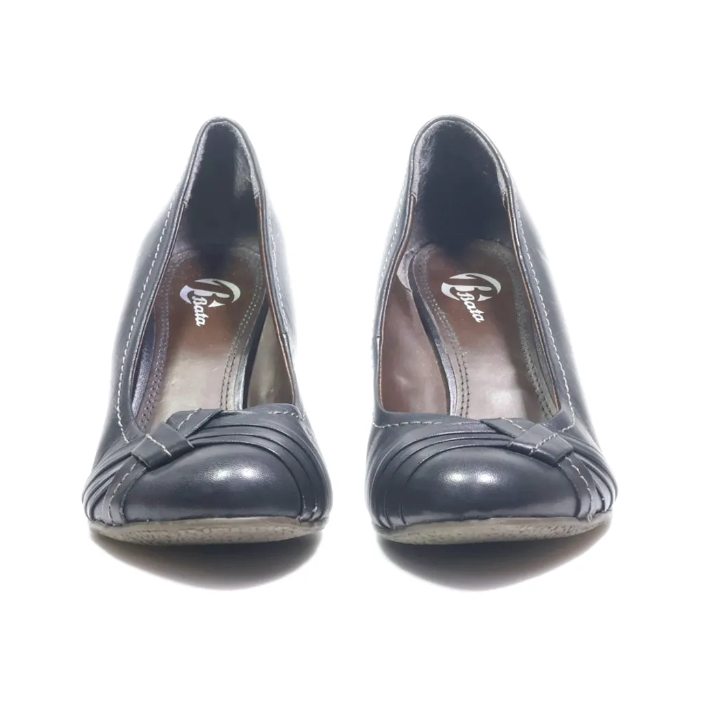 Bata Wedge Shoes Leather Black Colour For Women