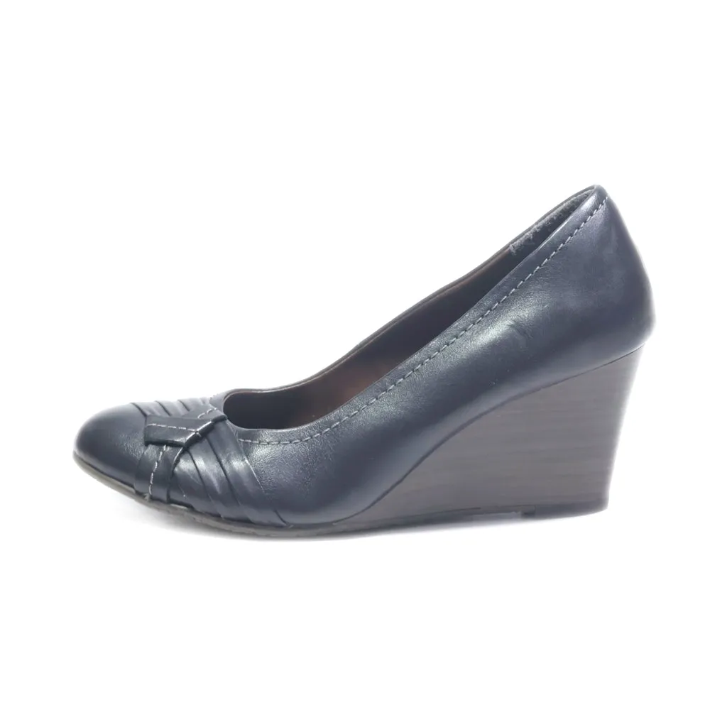 Bata Wedge Shoes Leather Black Colour For Women