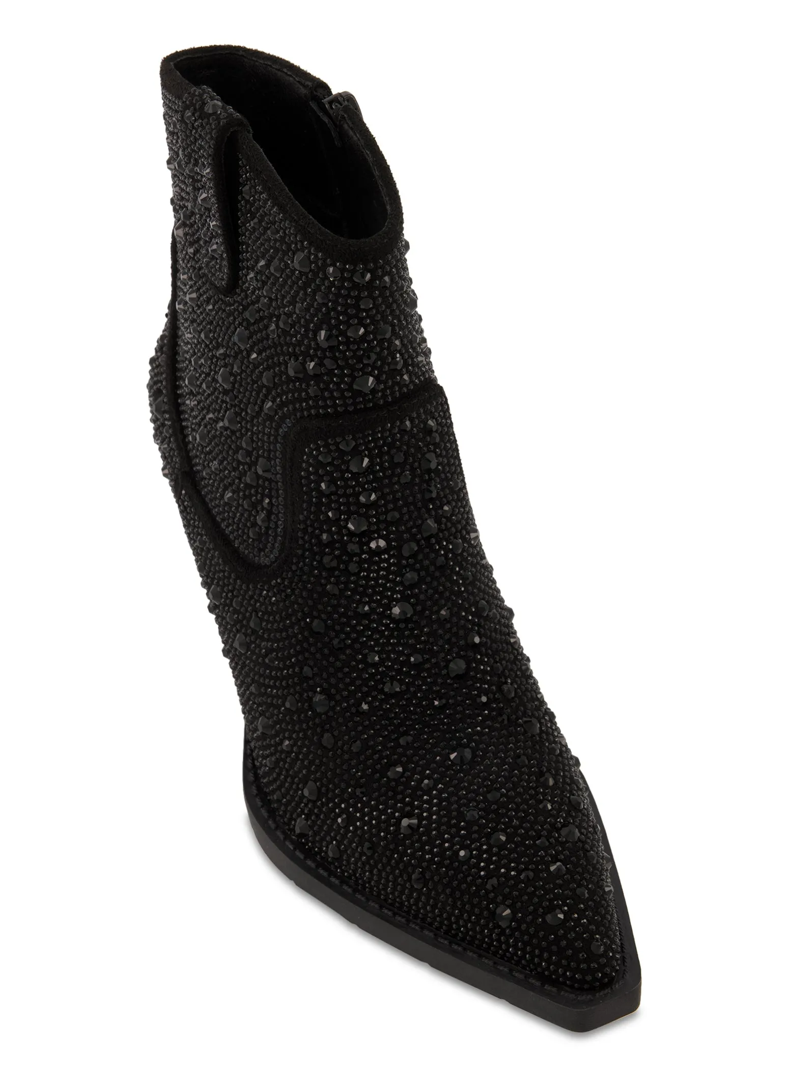 Black Crystal Rhinestone Festival Ankle Boots